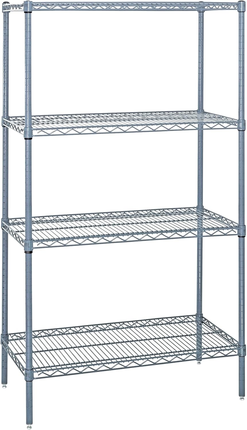 Quantum Storage Systems WR74-1248GY Wire Shelving 4 Shelf Wire Starter Units, 12" x 48" x 74", Gray Epoxy