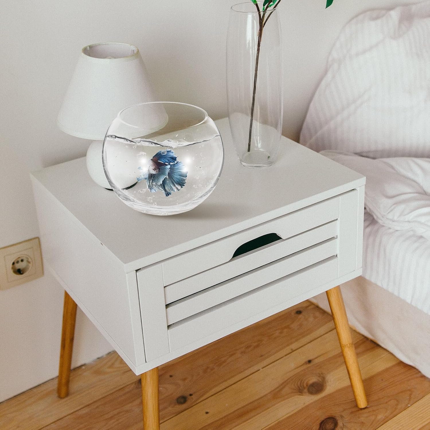 Milisten Glass Fish Bowl Aquarium with Hydroponic Planter, Glass Terrarium Bubble Vase for Home Office Decor, 15cm Diameter