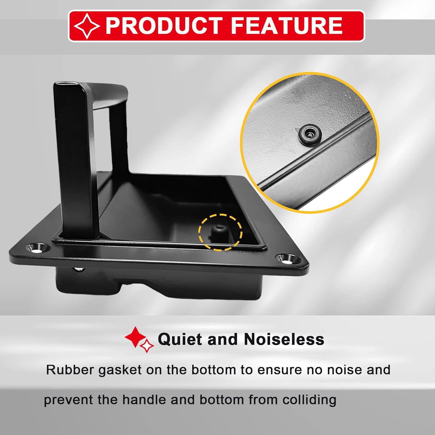 evan Recessed Door Pull Handles, Large Zinc Alloy Folding Pull Handle, Black Flush Lift Ring Pull Handles for Furniture, Cabinet, Dresser, Drawer, Cupboard, Toolbox,5.1" * 3.6",2 Pack