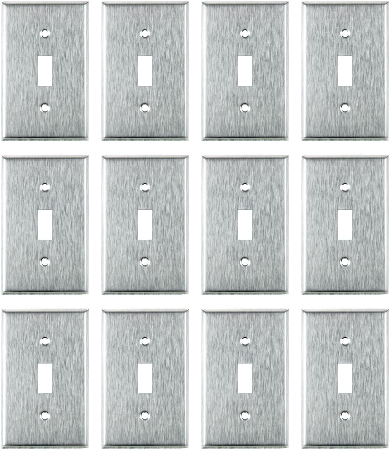 Sunlite 40899-SU 1-Gang Toggle Switch Plate, Steel, Standard 4.5 in X 2.8 in Size, Matching Screws Included, UL Listed 12 Pack