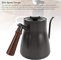 Vista 4 de Hervidor de café de cuello de cisne, hervidor de café de 28.7 fl oz con termómetro, boquilla larga y delgada, mango de madera de acero inoxidable