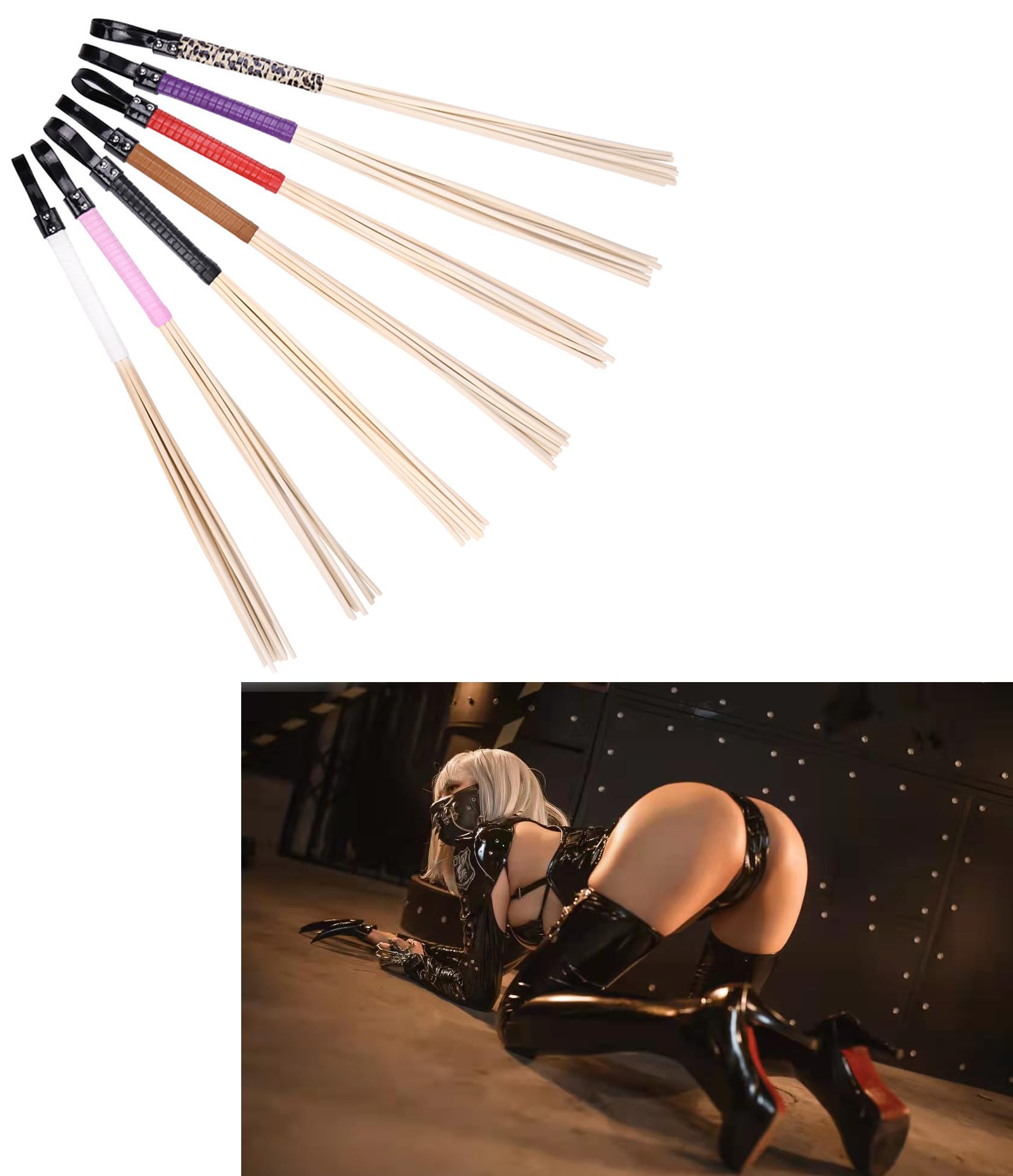JINGHUA3 Canes SM Stimulateur de Fessée Érotique Jouet Flogger Fouet Brins de Rotin Cravaches Fouets Jeu de Rôle Esclave Bondage Fétiche BDSM Sex Toy for Femmes et Hommes (Noir) (Color : Schwarz)