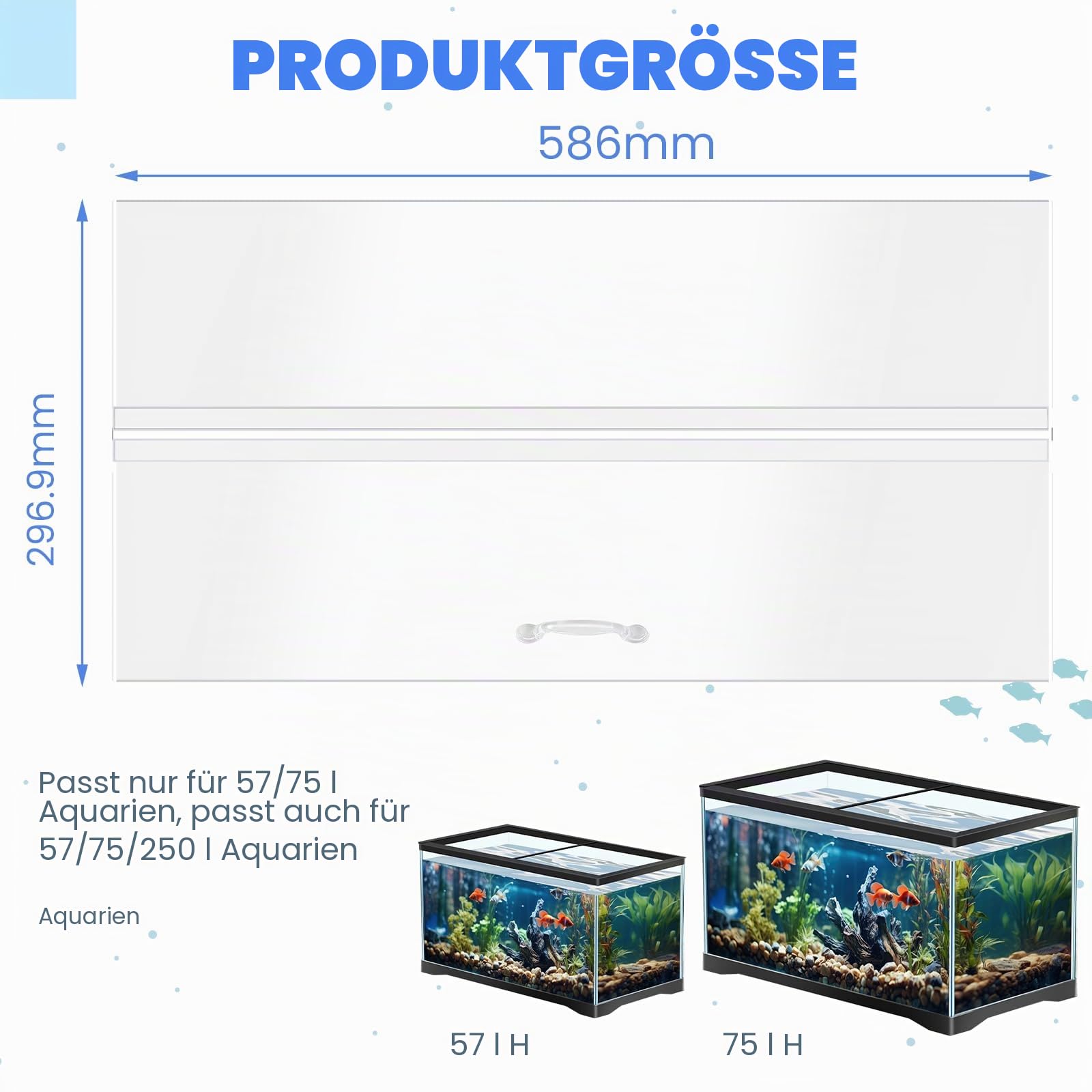 Sieral Aquarium-Überdachungs-Set aus Polycarbonat, 60 x 30 x 0,3 cm, für 15/20 Stunden, 55 Gallonen ohne Mittelstrebe, Aquarium-Abdeckung, Aquarium-Deckel mit Hakenmesser, transparent