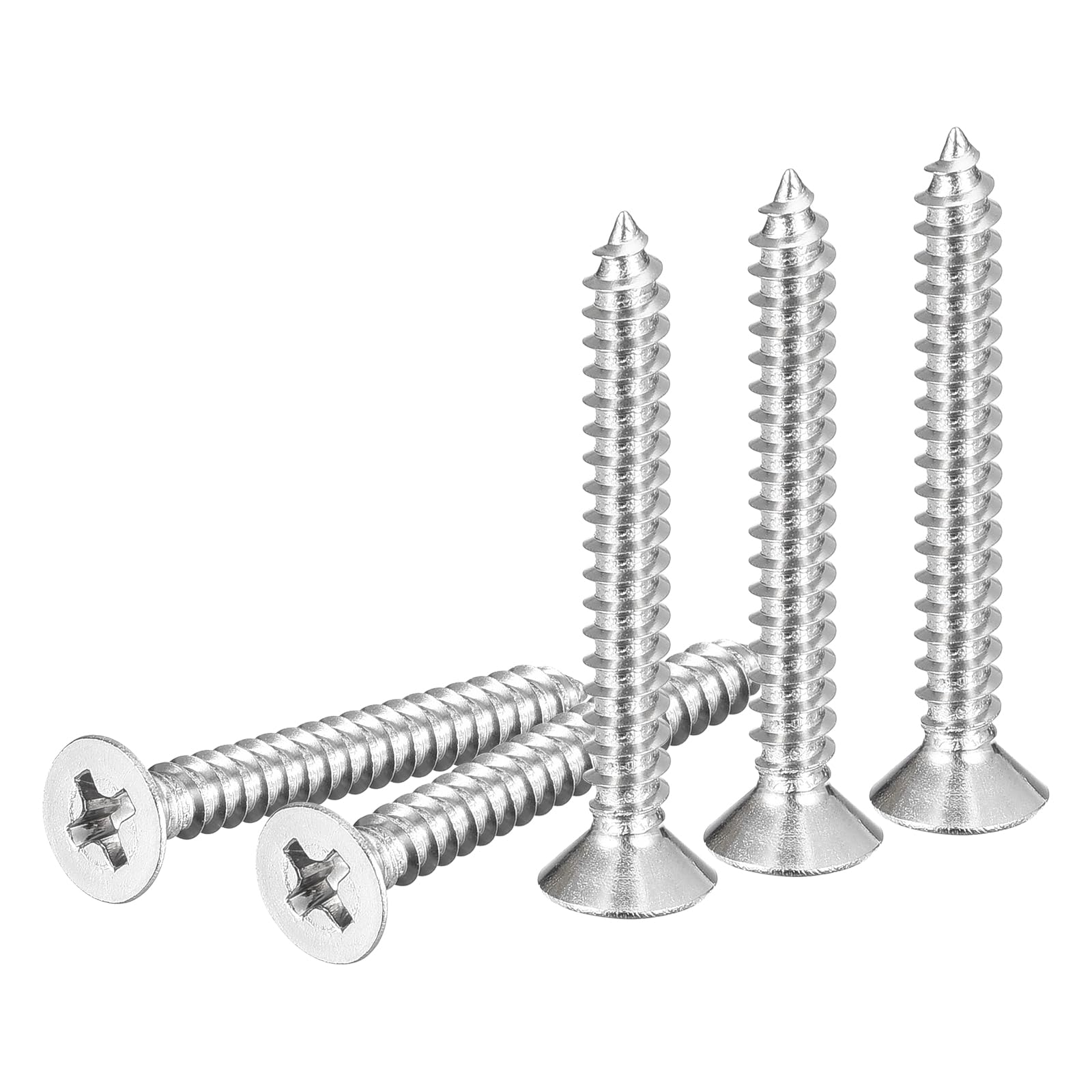 DTGN 100Pcs #6x1-3/16" Flat Head Wood Screws, 304 Stainless Steel Phillips Self Tapping Screws
