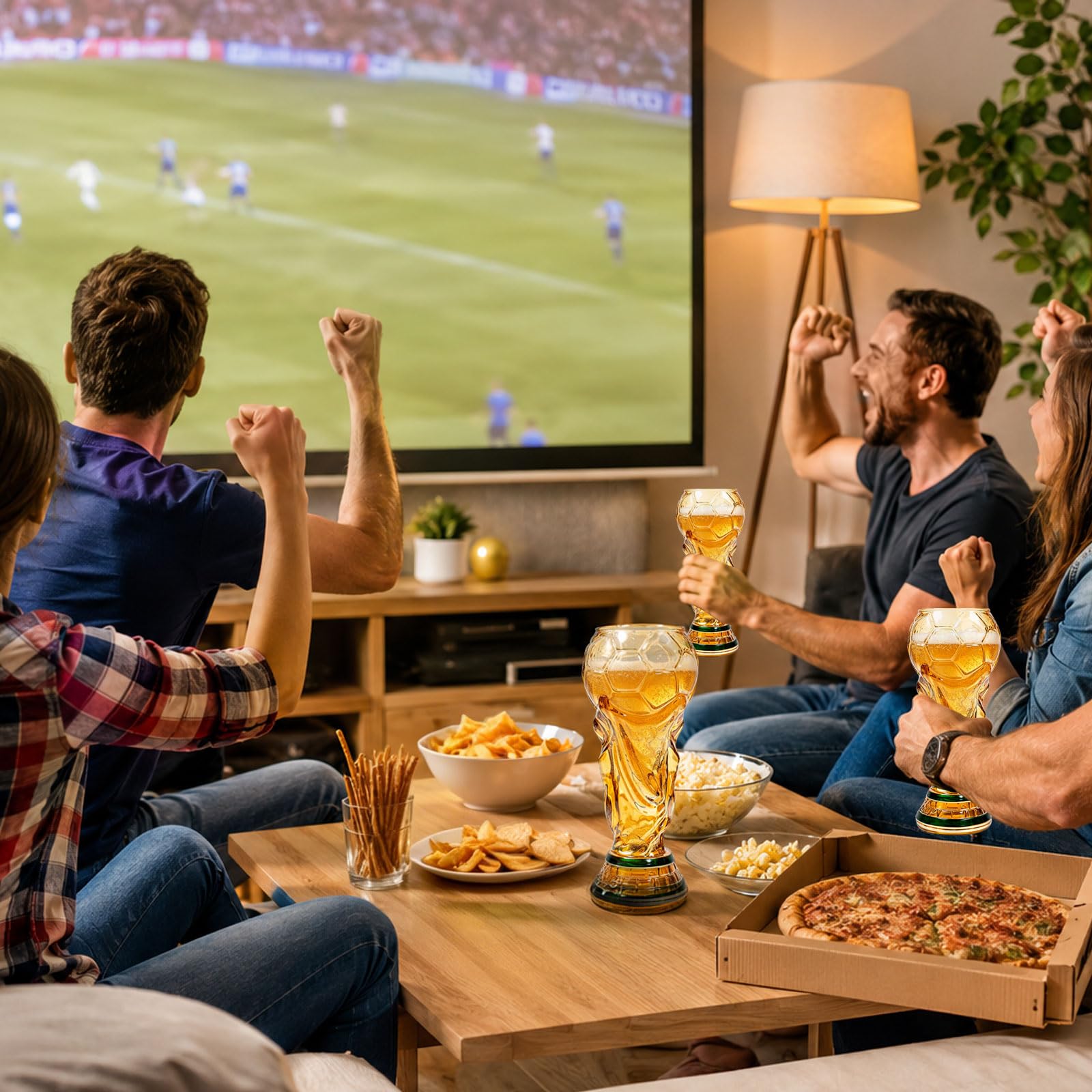 Bocguy Verre a Biere Coupe du Monde, 500ml Football Verres a Biere, WM Tasse à Bière pour Regarder des Matchs de Football et des Fêtes(Revêtement de Couleur)