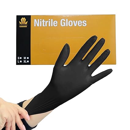 King Midas Nitrile Gloves - Powder Free Hair Styling Gloves 100 Count - Latex Free Cleaning Gloves with Comfort Fit (Medium)
