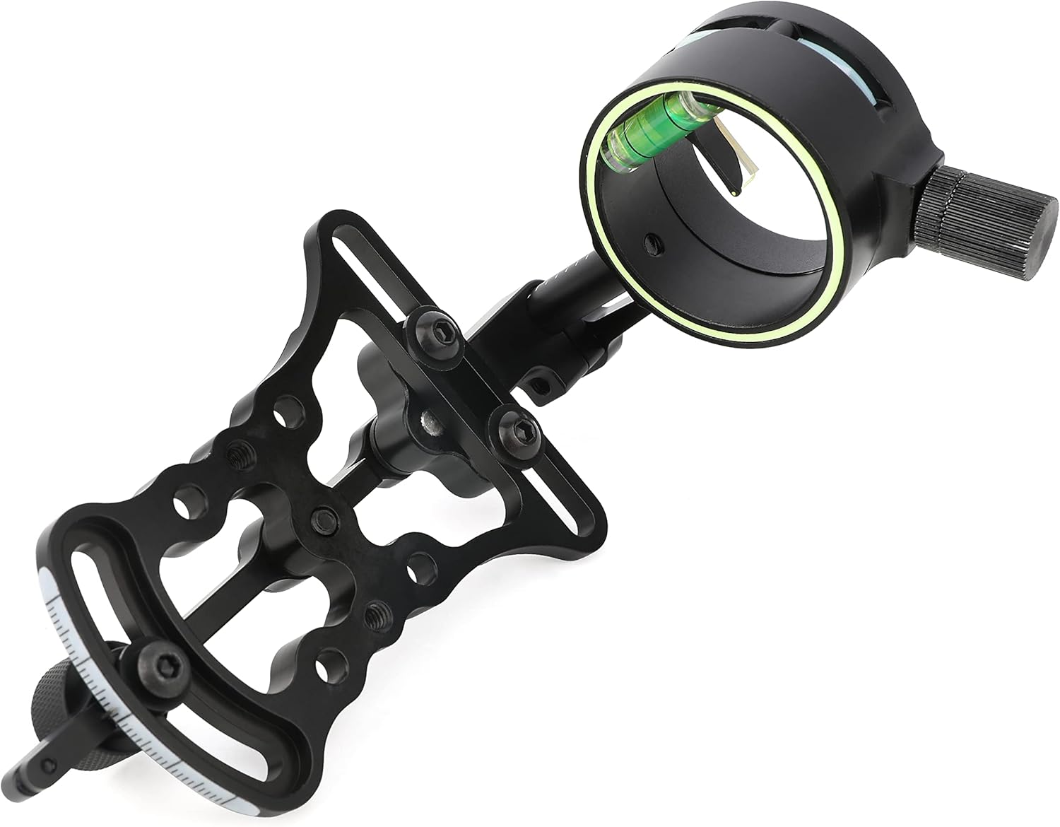 Archery Compound Bow Single Pin Sight 0.019" Fiber Optic Aluminum Alloy Bow Sight for Outdoor Hunting Target Archery Shooting Training Bow Accessories