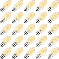 Vista 1 de Brightown Paquete de 25 bombillas incandescentes C9, bombillas de repuesto C9 de Navidad para cadena de luces de Navidad, base intermedia E17, 7