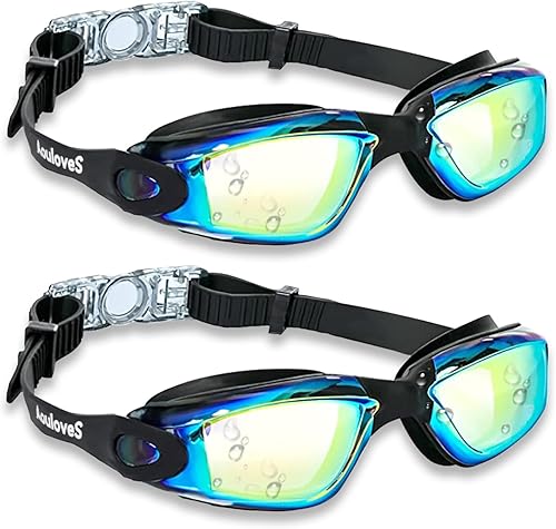 Aouloves Swimming Goggles, Adult Swim Goggles for MenWomen, No Leaking, with Adjustable Strap Pool Water Glasses