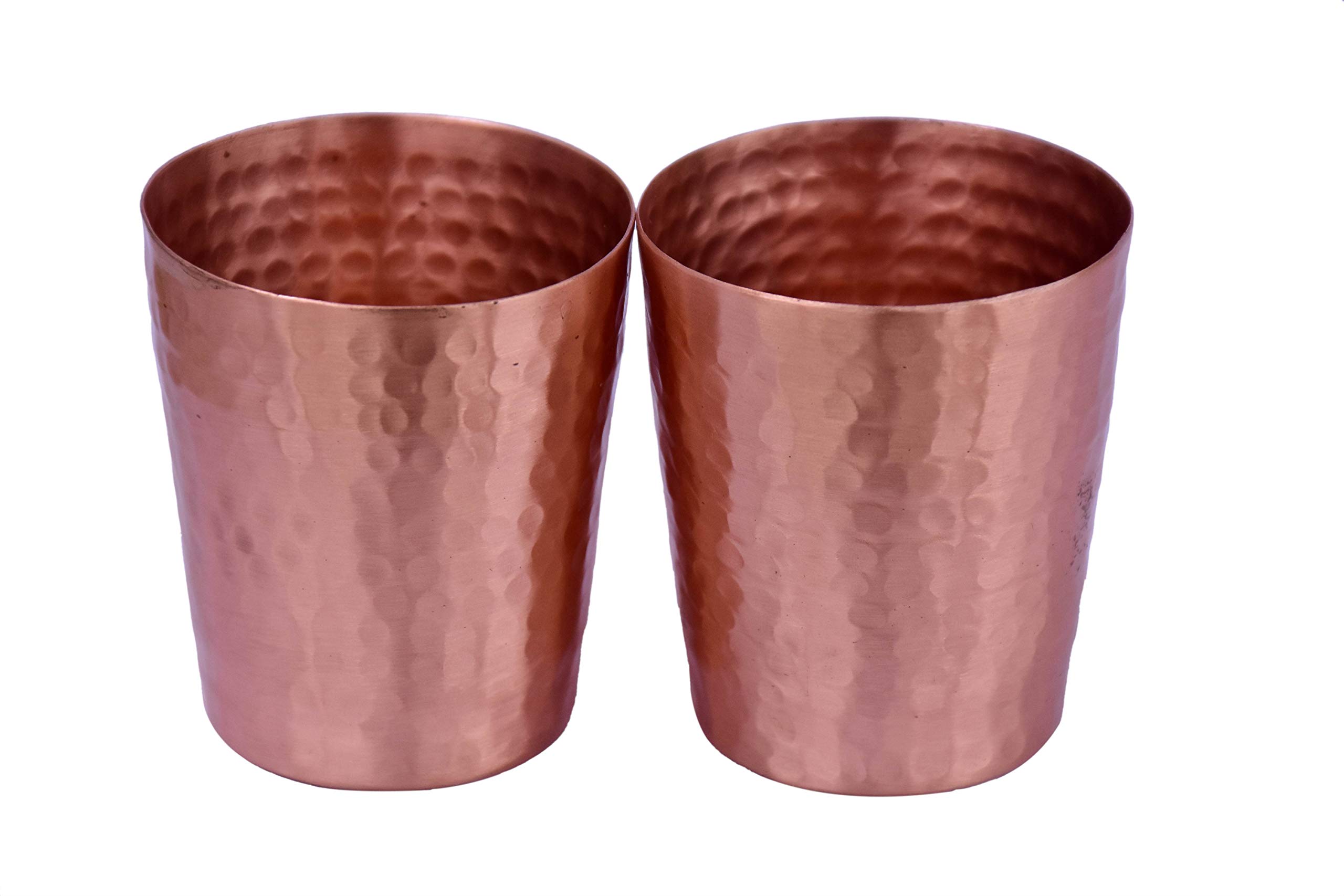 De Kulture Works Handmade Pure Solid Copper Shot Glass Cup Tumbler Drinkware for Milk Water Ice Coffee Ice Tea 100 ML, 2.5x 2.0 (DH) Inches, Set of 2