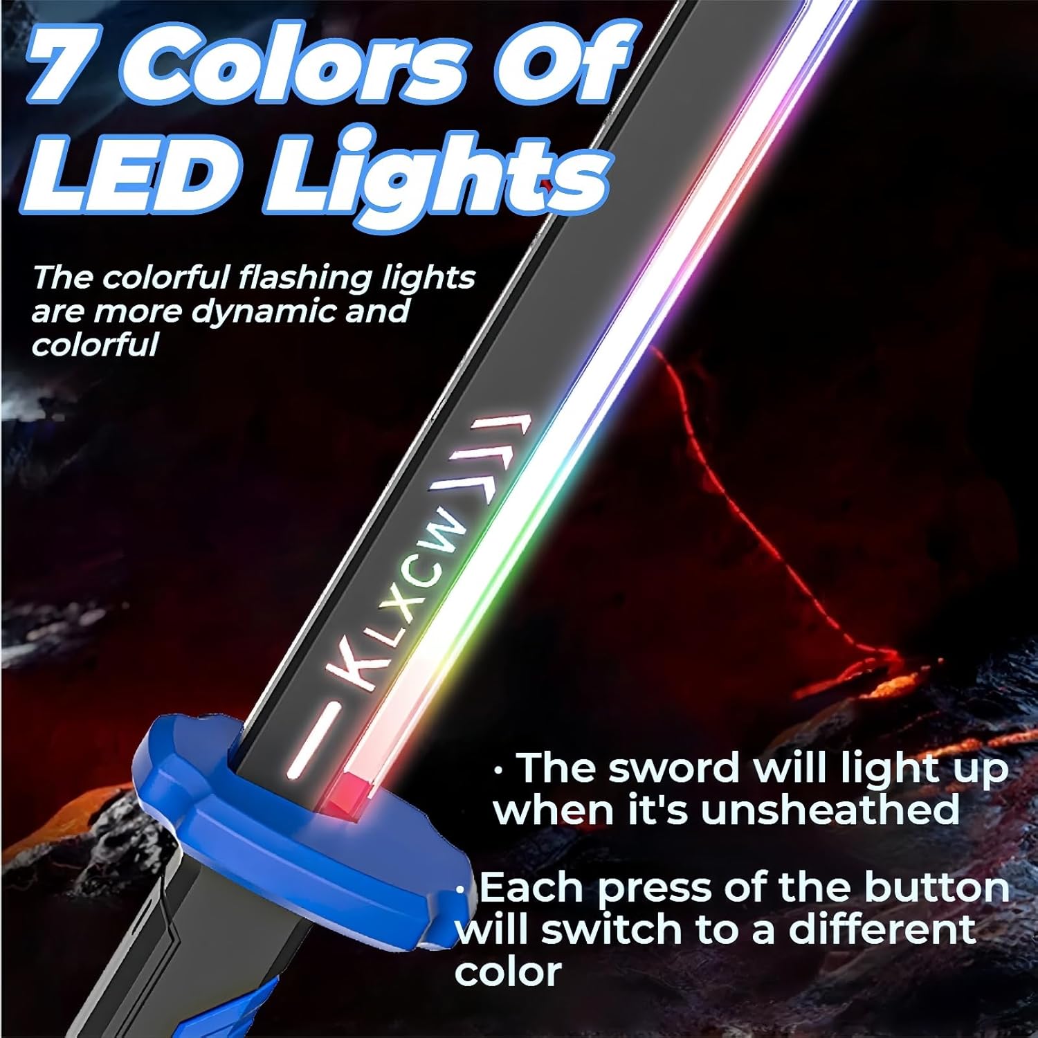Cyberpunk Neon Sword | 31.5" Spark Blade w/Hit Sensor Sound & Fog | Type-C Rechargeable | for Rave, Cosplay & Display