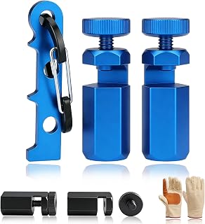 Tall Stair Gauges for Framing Square, Hexagonal Aluminum Stair Gauge with Holder & Carabiner, Precision Layout Tool for Carpenters, Works as Circular Saw Guide & Speed Square Framing Jig (Blue)