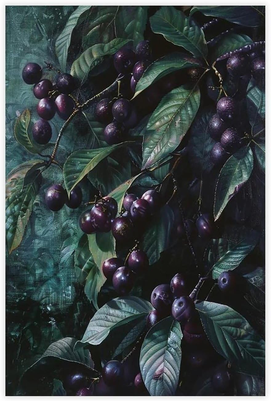 IADNG Açaí Poster sur toile Motif branche de baies 40 x 60 cm