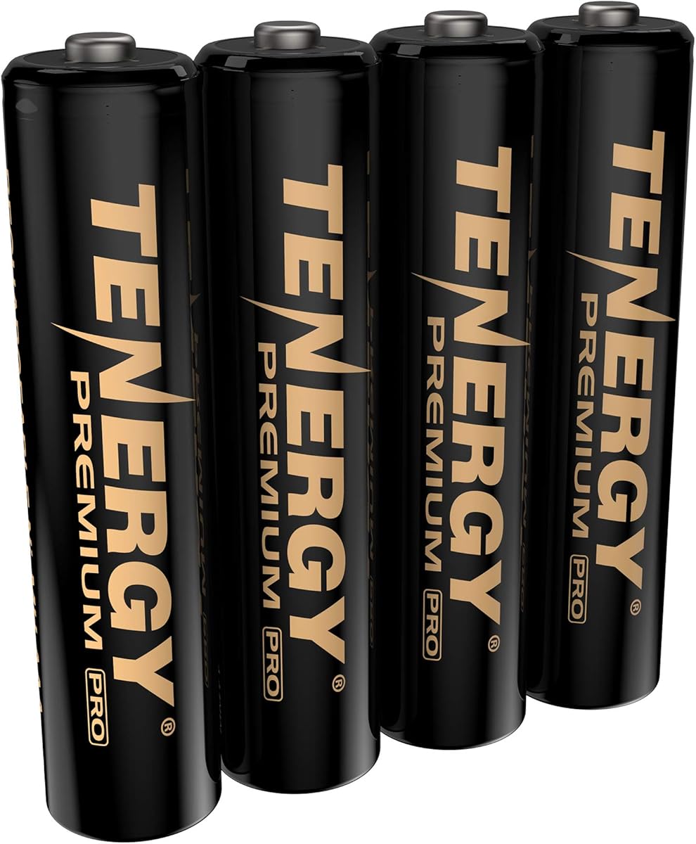 Tenergy Premium PRO Rechargeable AAA Batteries, High Capacity 1100mAh NiMH AAA Battery, 4 Pack Rechargeable Batteries