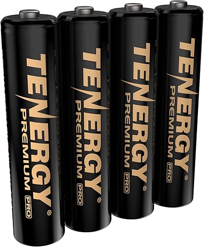 Tenergy Premium PRO - Pilas AAA recargables de alta capacidad, batería NiMH AAA de 1100 mAh, paquete de 4 baterías recargables