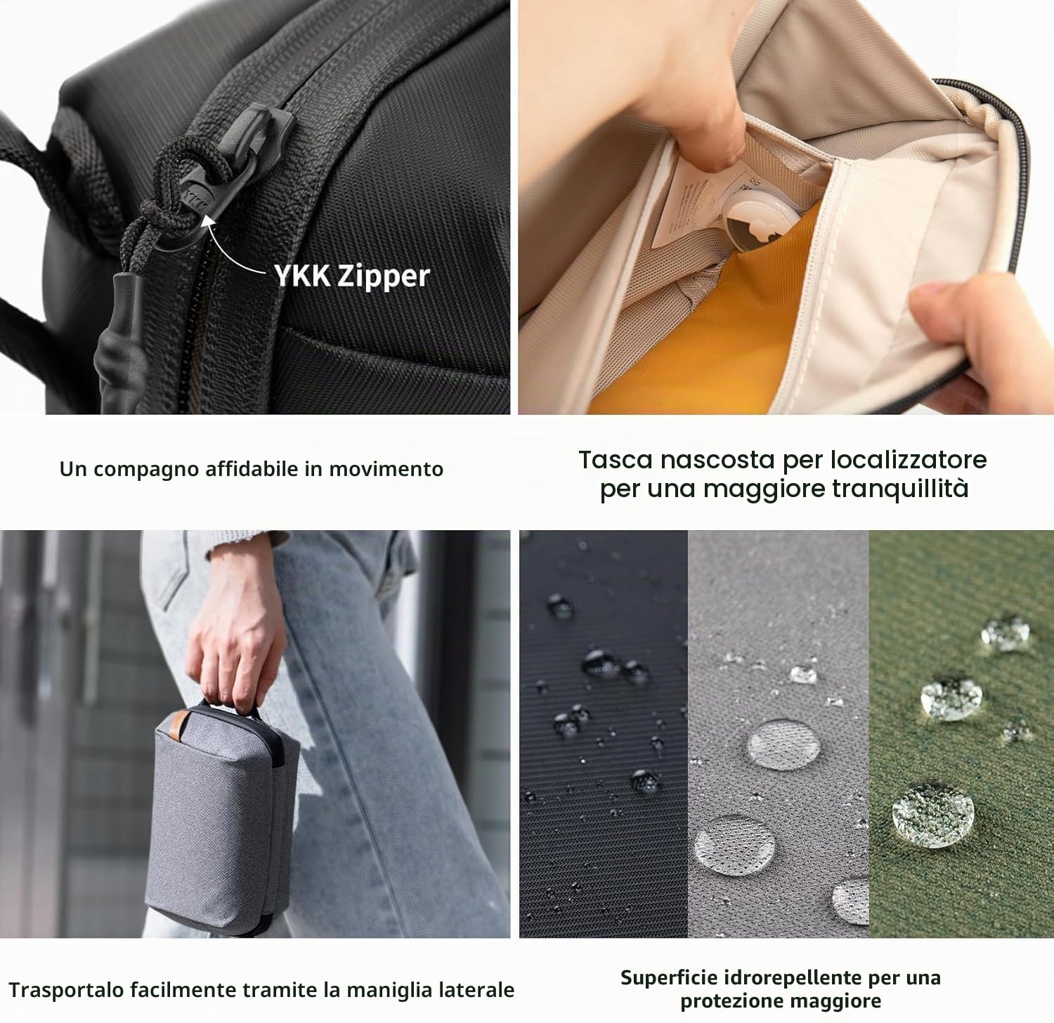 PGYTECH Mini Organizzatore di Cavi Elettronici, Custodia Tech da Viaggio Impermeabile, Borsa Organizer per Cavi, Banca di Potere, Scheda SD e Altri Accessori Elettronici, Nero