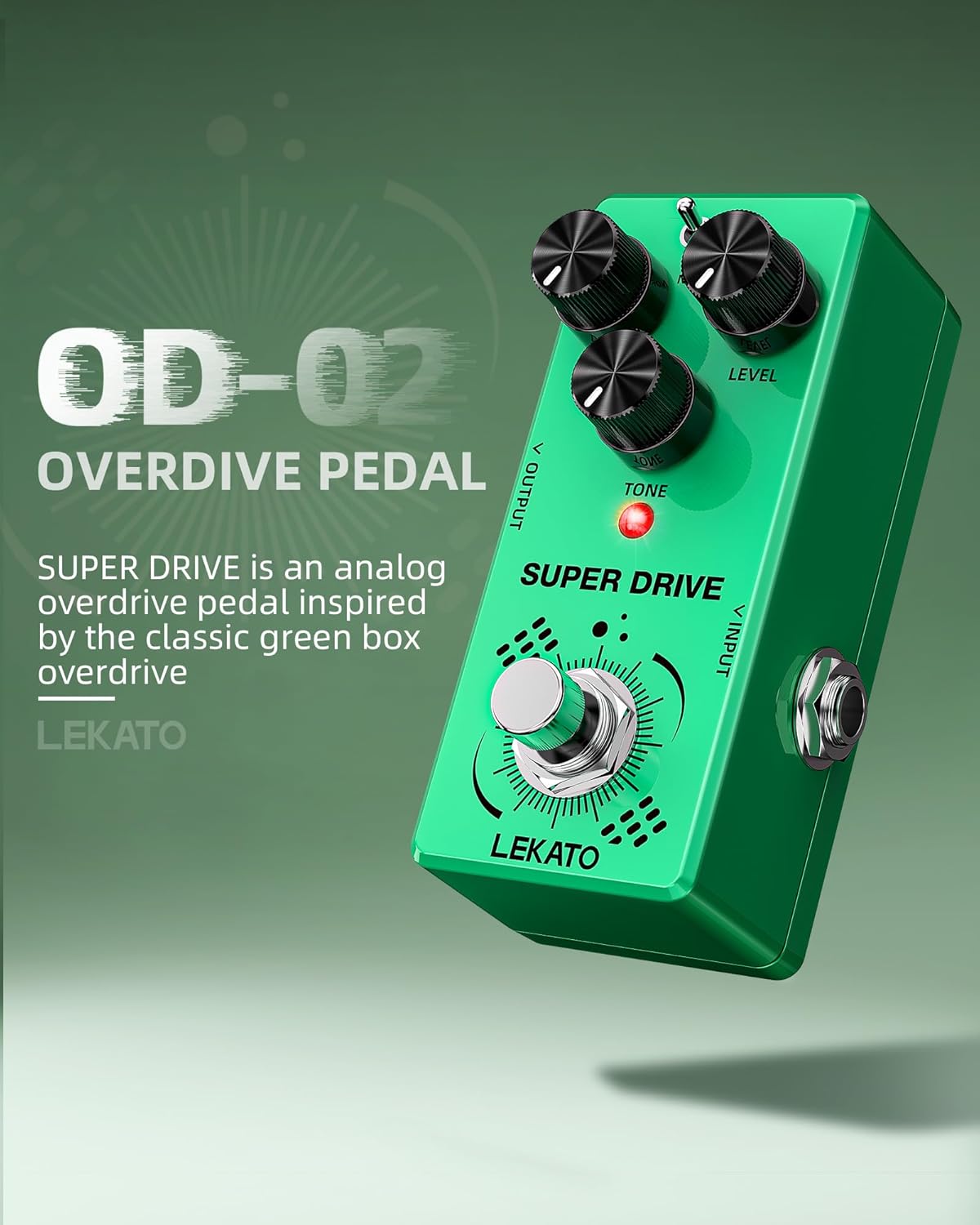 LEKATO Overdrive Guitar Pedal, Overdrive Pedal for Electric Guitar with Two Mode SUPER/NORM, Mini Analog Pedal, Truebypass, DC 9V
