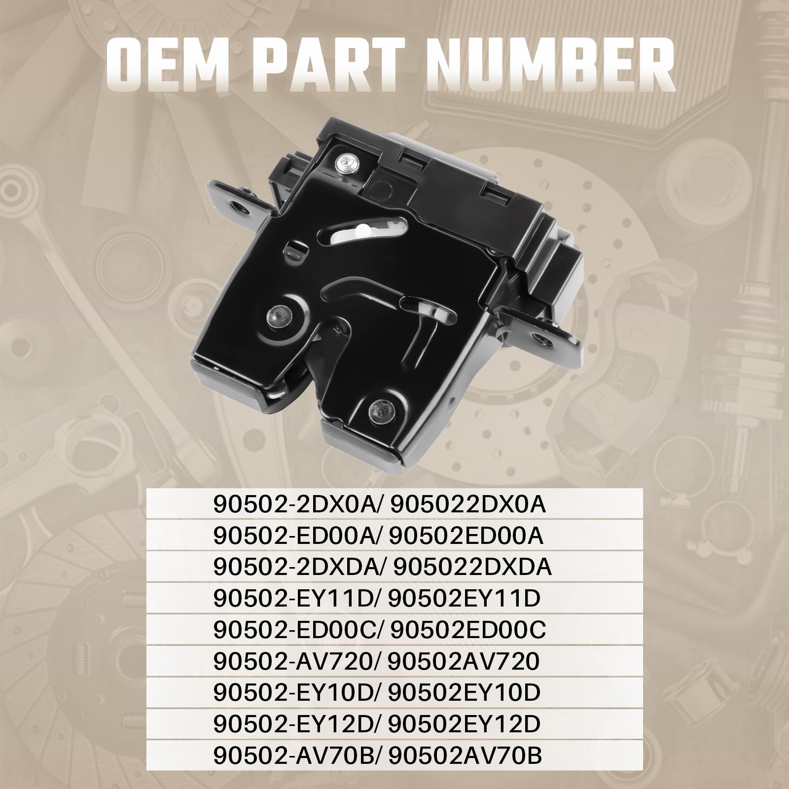 Serrure de hayon Convient à Micra K12 Qashqai J10 JJ10 Tiida C11 C12 SC11 SC11X Serrure de porte de coffre Numéro de pièce 905022DX0A 90502ED00A 90502AV720