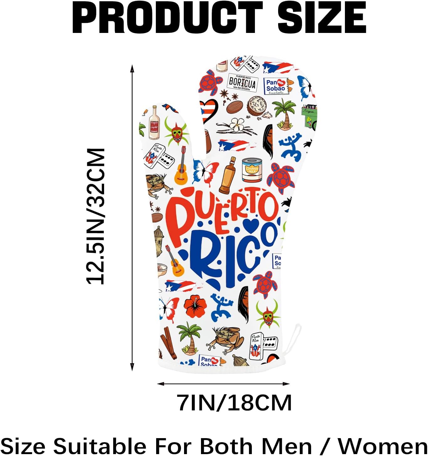JNIAP Puerto Rico Oven Mitt Puerto Rican Oven Glove Boricua Baking Glove Puerto Rico Kitchen Gift (Puerto Rico om)