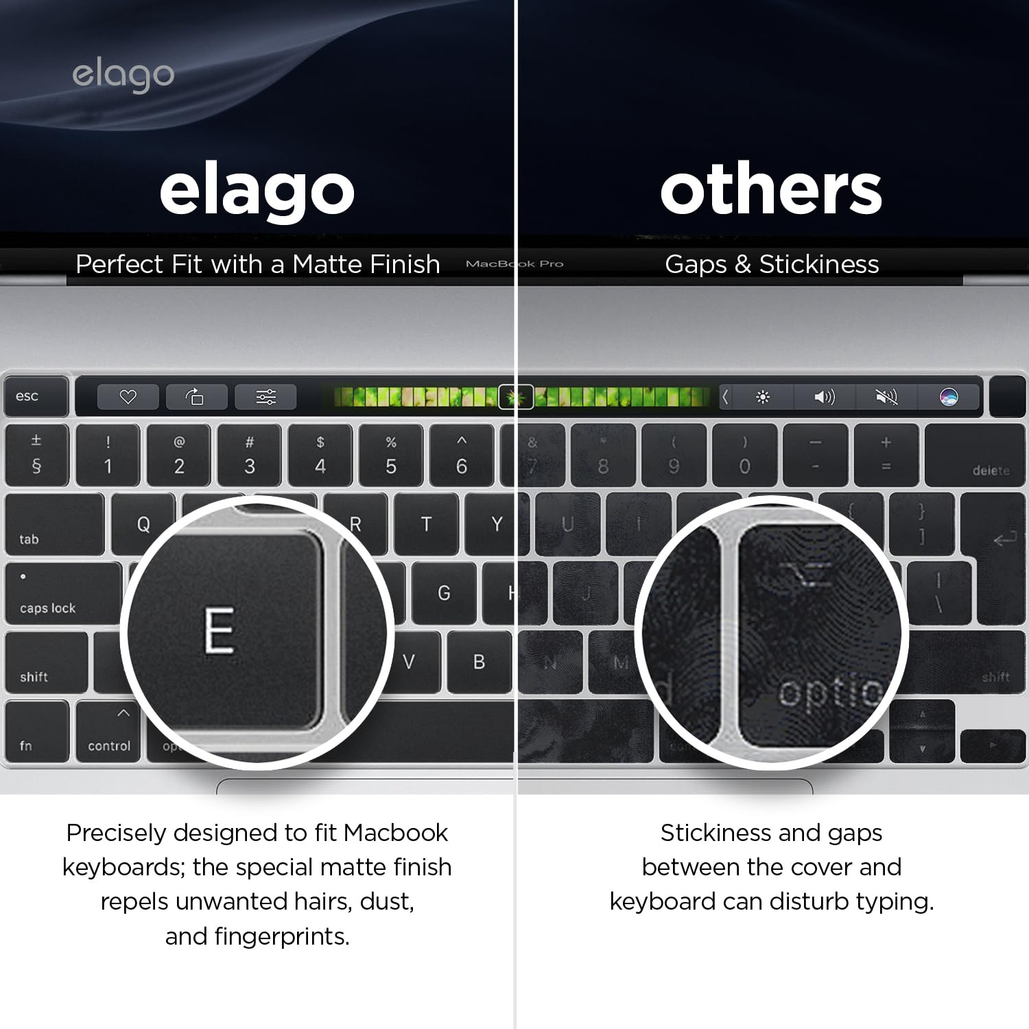 elago Funda de Teclado de TPU Ultrafina Premium Compatible con MacBook Pro (M5/M3/M2/M1) 14"&16", MacBook Air (M5/M2) 13"&15", MacBook Neo (A18 Pro) 13” con Touch ID (Diseño UK/EU)
