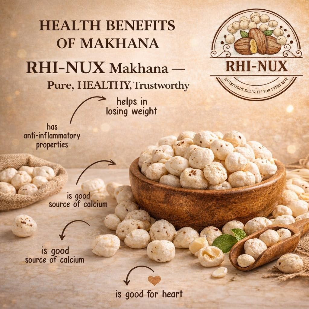 RHI-NUX Makhana, Handpicked Fox Nuts, Cholesterol Free, No Added Sugar, Crunchy Healthy Snack 2