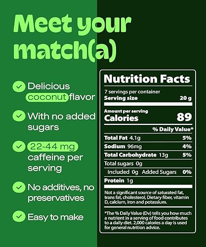 Miniatura 2 de Matcha DNA Palitos de polvo con leche matcha de coco. Caja de 7 unidades. Matcha endulzado con coco y leche en polvo. Sin azúcar. Mezcla instantánea