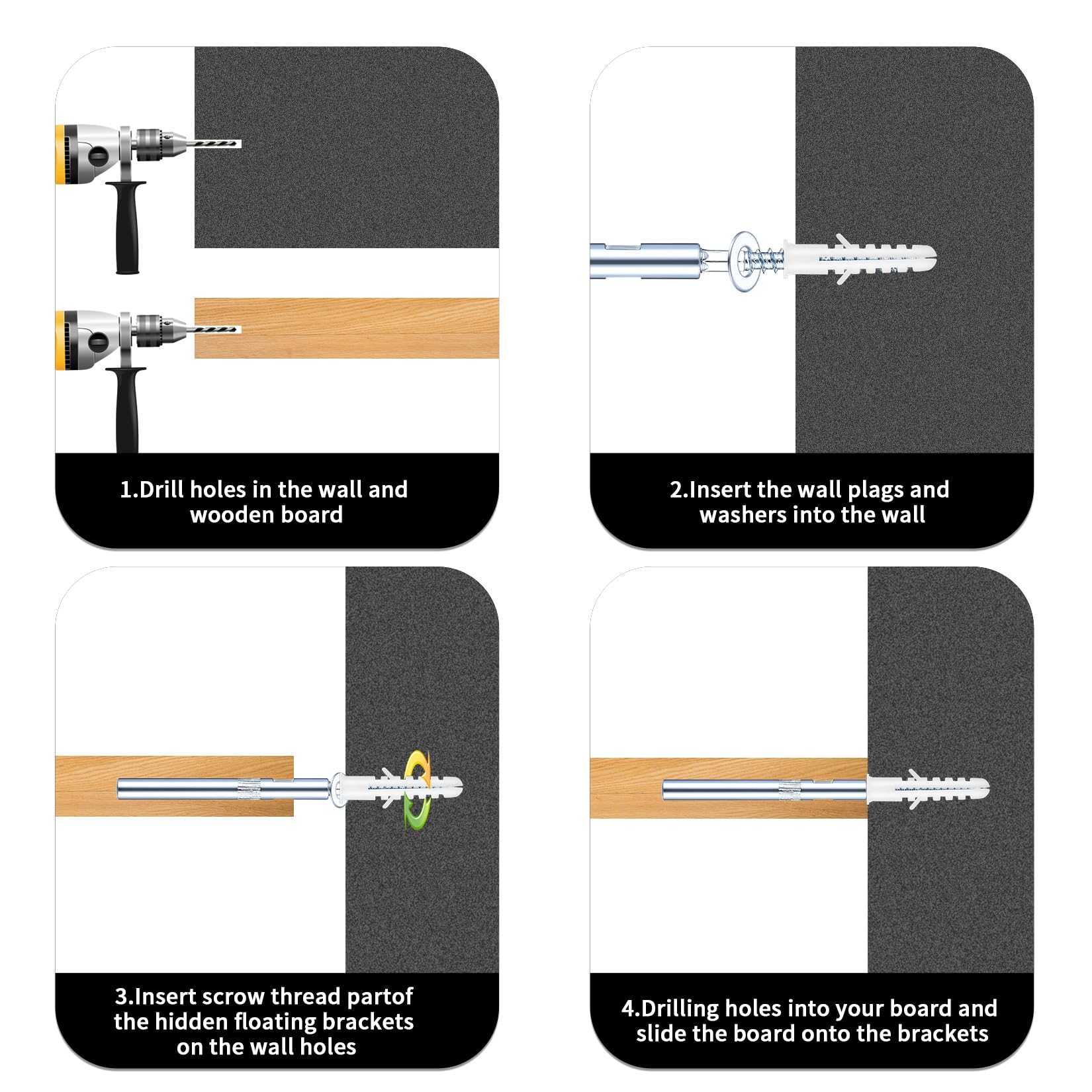 8 Pièce Supports Étagères Flottante Dissimulé, Support D'Etagère