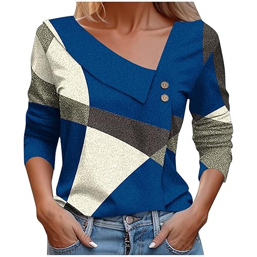 Tshirt Dress Women,Loose Cotton Linen Blouse Button up Long Sleeve Floral Graphic Comfortable Holiday Shirt Tops