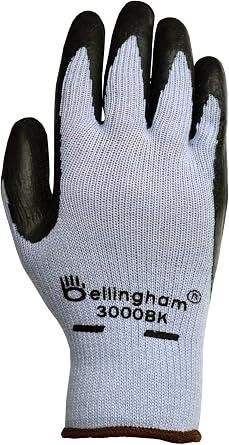 Bellingham C3000BKXL Black Premium Seamless Knit Work Glove with Natural Rubber Black Latex Palm, X-Large