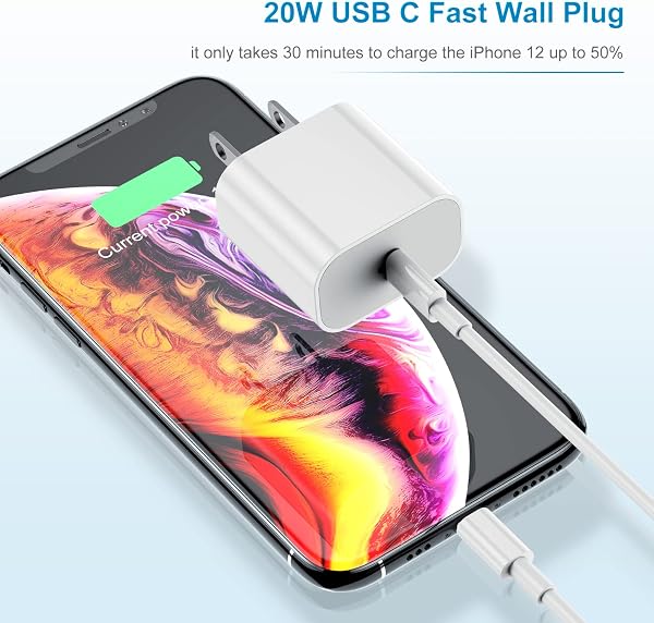 Jeenek 2Pack Apple Certified iPhone Charger Fast Charging, PD USB C Wall Charger Block with Type C to Lightning Cable 6ft Compatible with iPhone 14/14 Plus/13 Pro Max/12/12 Pro/11/iPad in use
