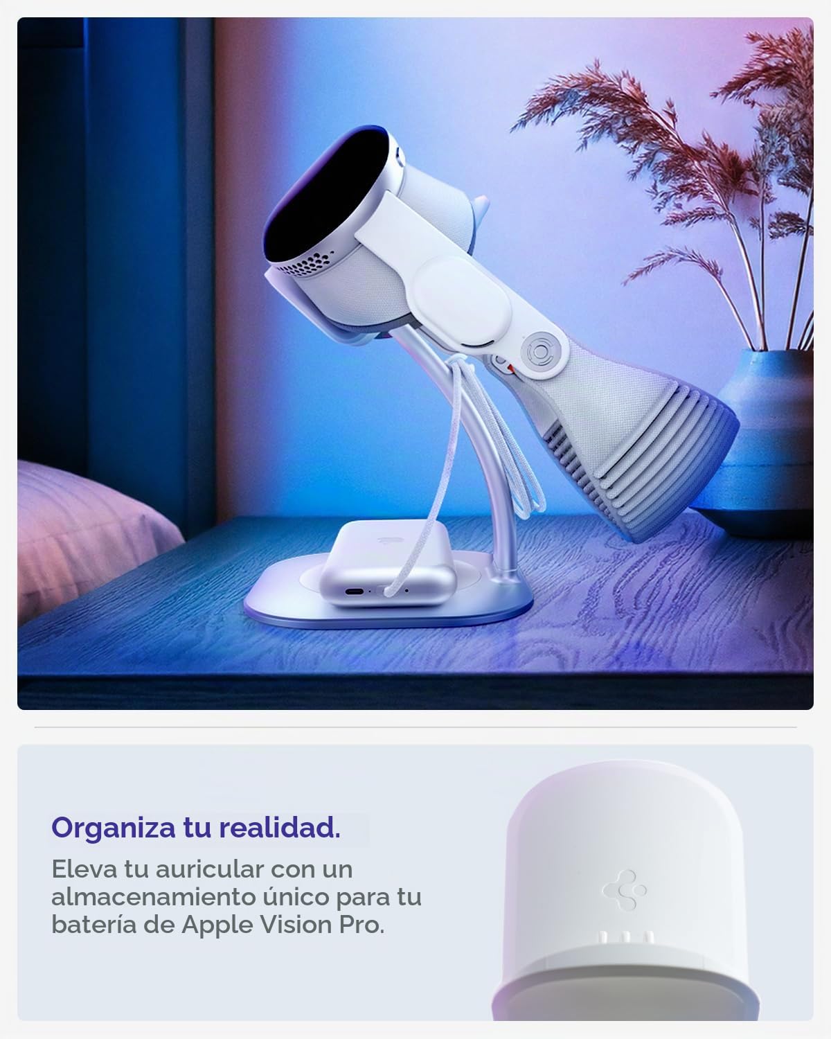 Spigen DR110 Stand Soporte Compatible con Apple Vision Pro M2 (2024) / Galaxy XR (2025) / Meta Quest 3S / Meta Quest 3 - Plata