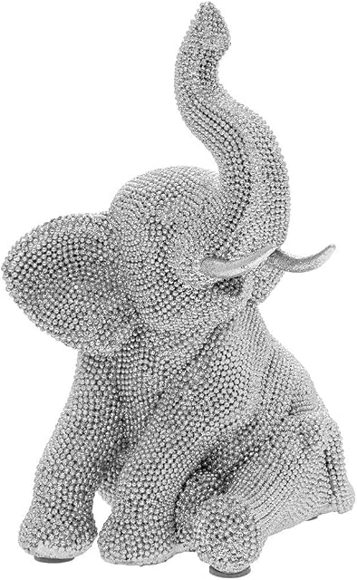 SC Gifts LP43546 Figure | Silver Art Sitting Elephant | 1 Piece-17x14x24 cm Accessory