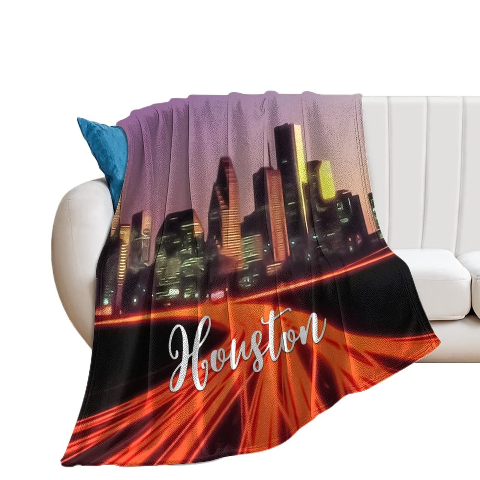 Couverture Houston en flanelle légère paysage urbain 127x152 cm