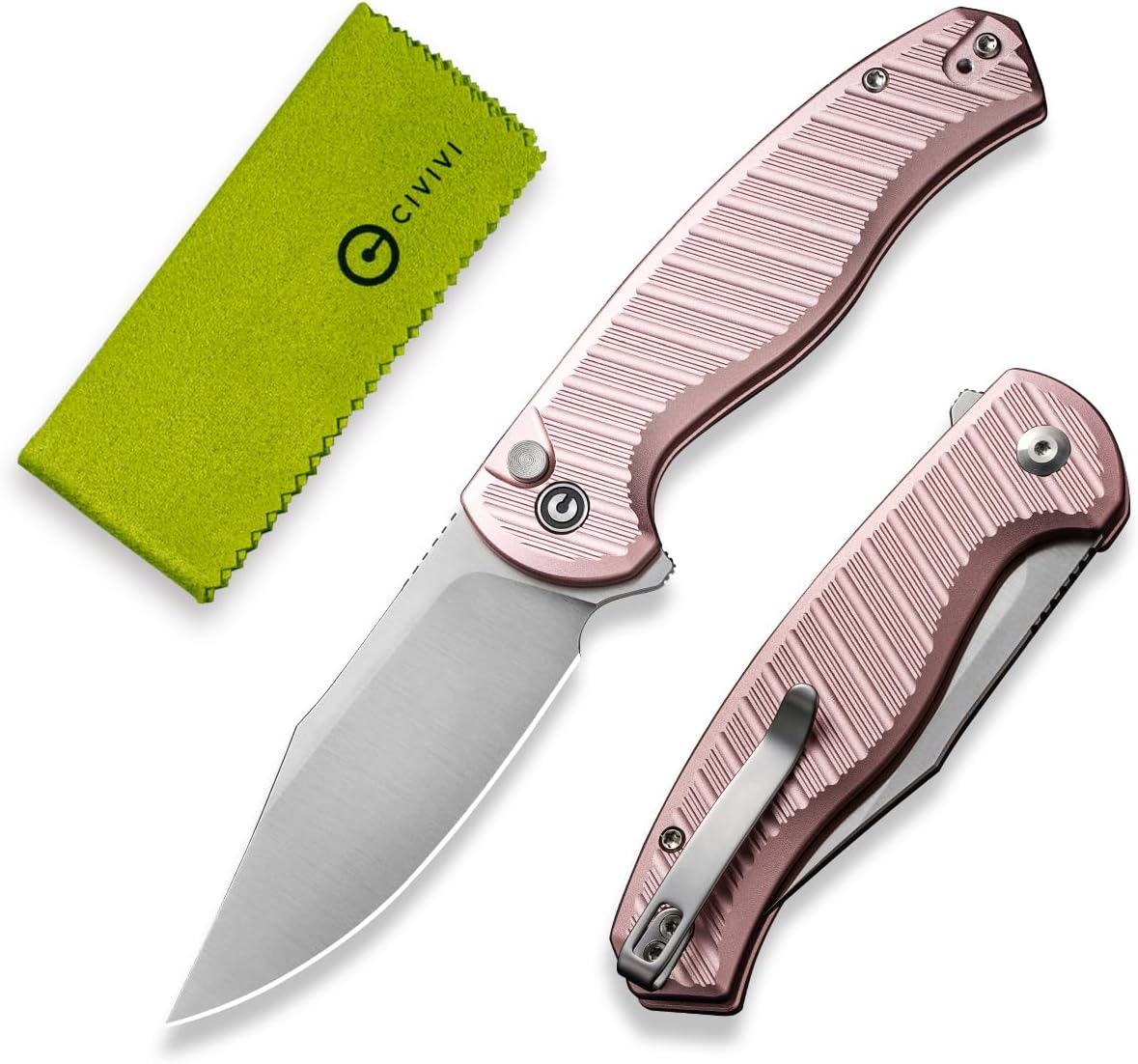 CIVIVI Stormhowl Pocket Knife, Folding Knife with 3.3" Damascus Steel Blade Aluminum Handle Flipper and Button Opener Cool Knife for Gift,EDC C23040B-DS1