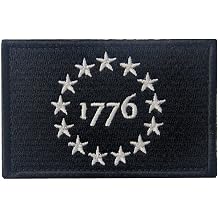 Tactical USA 1776 Patriot Milltary Embroidered Applique Morale Hook & Loop Patch - White & Black