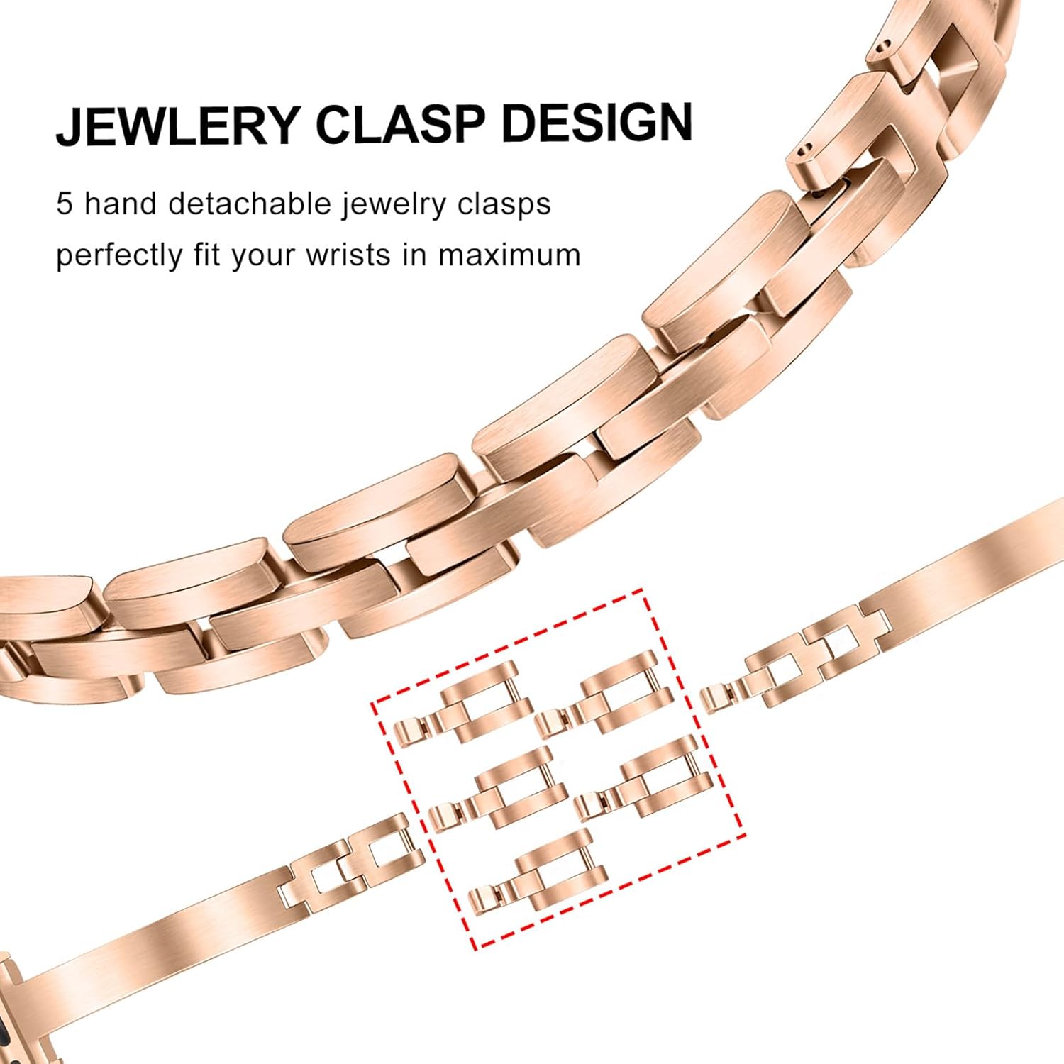 Dhwazz Band for Apple Watch Series 11 10 42mm Women, Slim Stainless Steel Watchband Jewelry Strap for iWatch SE 3 2 1 Series 9 8 7 6 5 4 3 2 1 41mm 40mm 38mm - Image 4