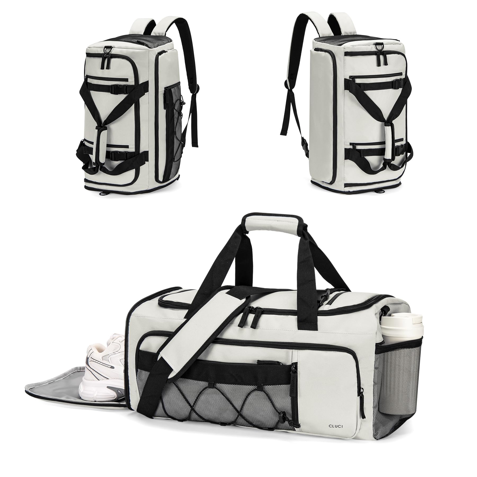 CLUCI Gym Bag for Men & Women, 35L Sports Duffle Bag for Travel,4 in 1 Weekender Bag,Overnight Backpack with Shoe Compartment,Carry on Duffel Bag for