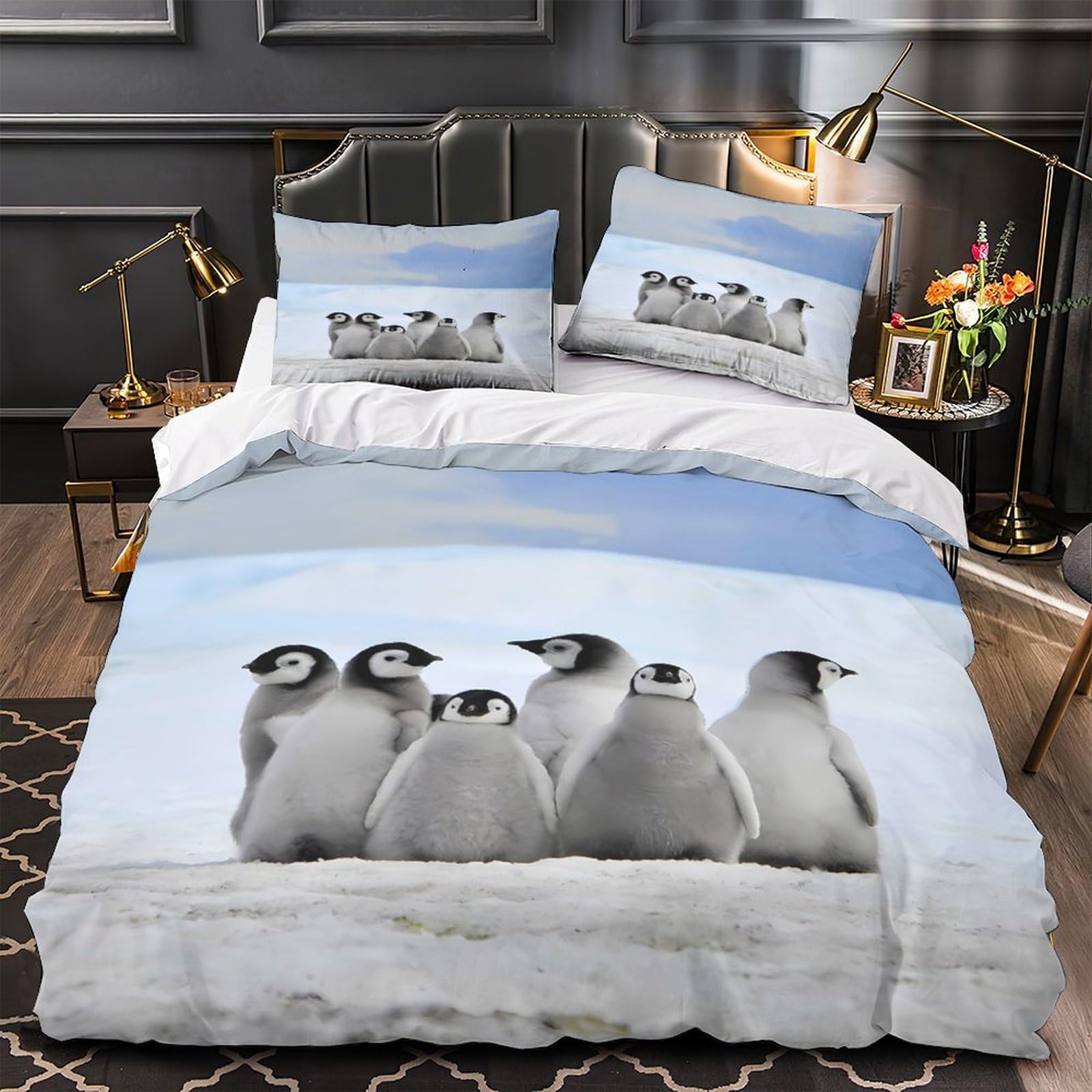 Housse de couette paon résistante aux lavages et infroissable lit king size