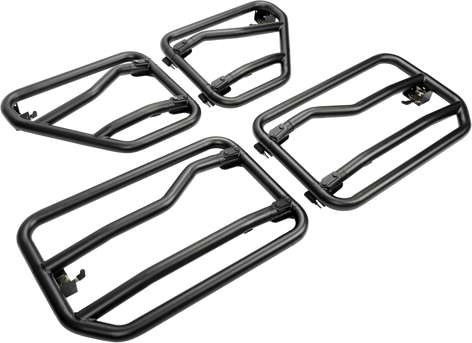 ALMULOO Tubular Half Doors Compatible with 2018-2024 Jeep Wrangler JL 2020-2024 Jeep Gladiator 4-Doors Set of 4 Front & Rear Round Tubes Off-Road Style Black Powder Coated Steel Left & Right