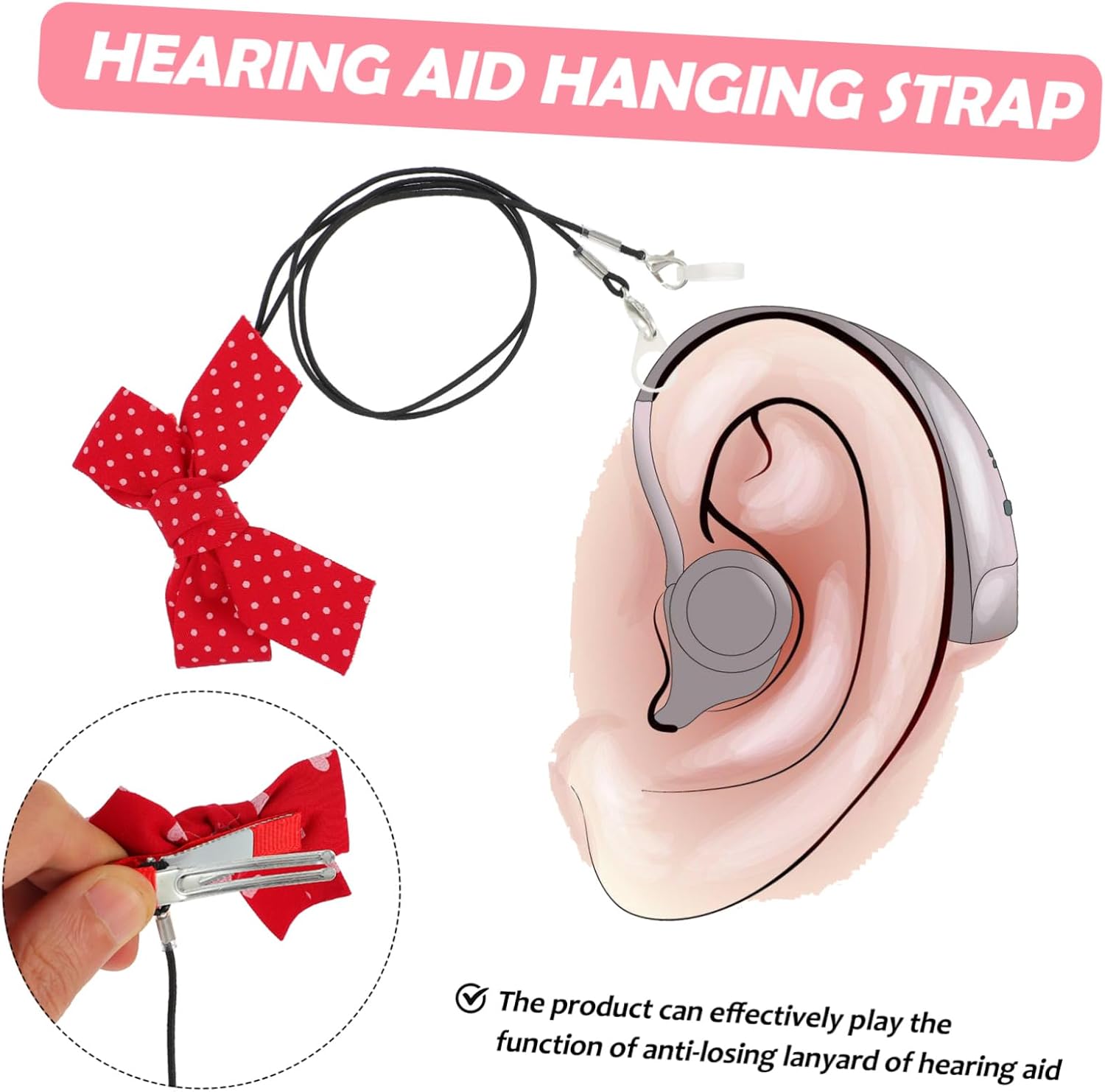 Reusable Hearing Aid Lanyard Anti-lost Cord for Dual Ear Devices Durable and Strap for Adults Seniors Protects Hearing Aids from Loss and Damage