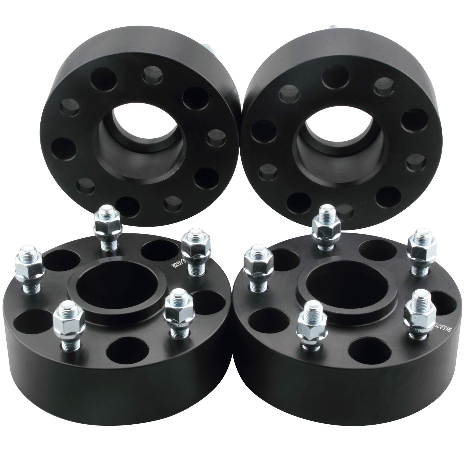 DCVAMOUS 4PC Black 5x5 Hubcentric Wheel Spacers 2 Inch with 1/2" Studs Compatible with Jeep 5 Lug 5x127 for 2007-2018 JK Wrangler (NOT JL) | 1999-2010 WJ WK Grand Cherokee | 2006-2010 XK Commander
