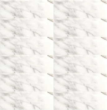 Apollo Tile 4 x 12 in. Subway White Honed Calacatta Gold Marble Tile 15-Pack APLFCT88412HA for Bathroom, Garage, and Shower Walls or Flooring, Kitchen Backsplashes, Patios