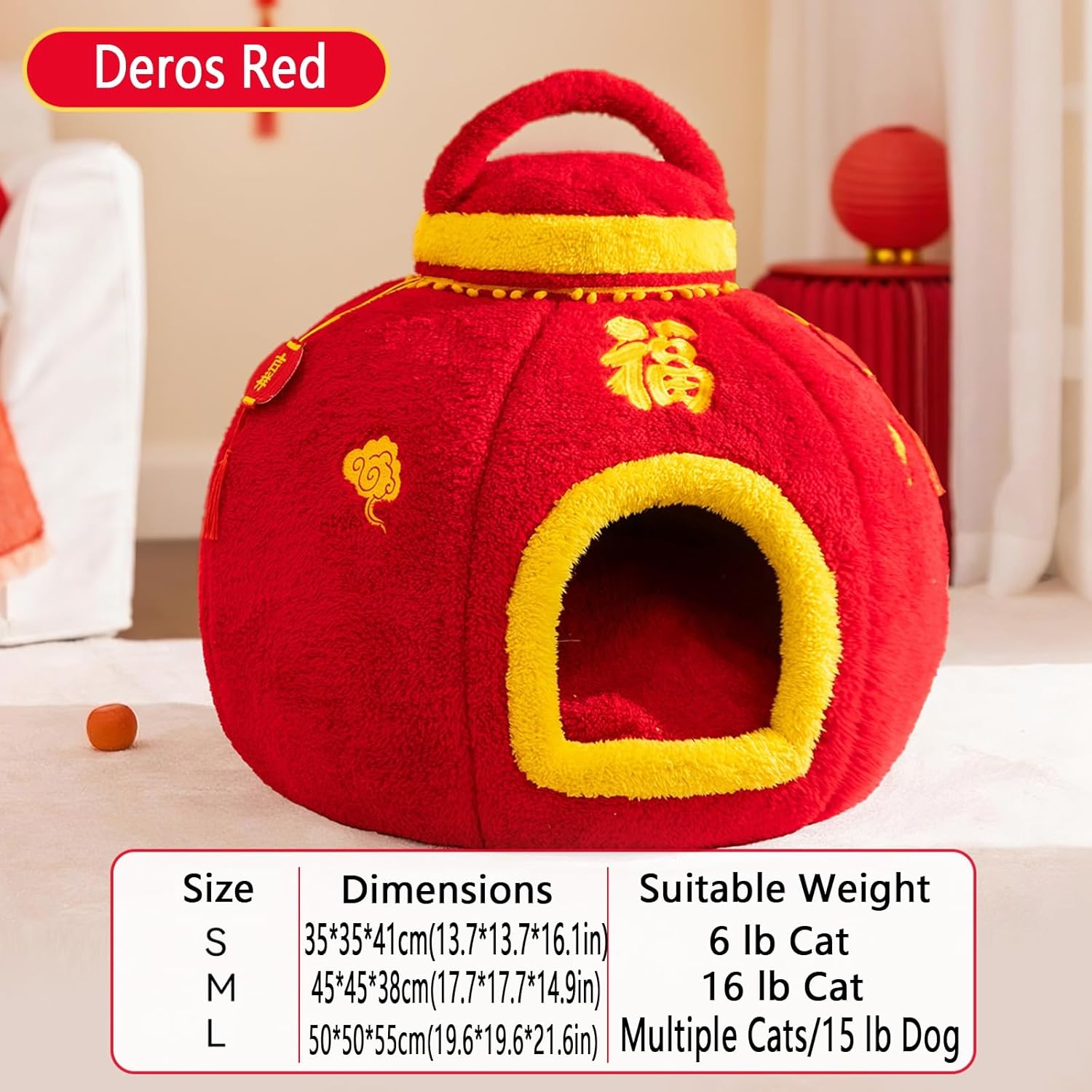 猫 ベ ッ ド 冬 保温 クリスマスキャットベッド (大型＆小型) 封鎖型プラッシュ猫ケーブ 滑り止め&amp;洗えるカバー付きペッ