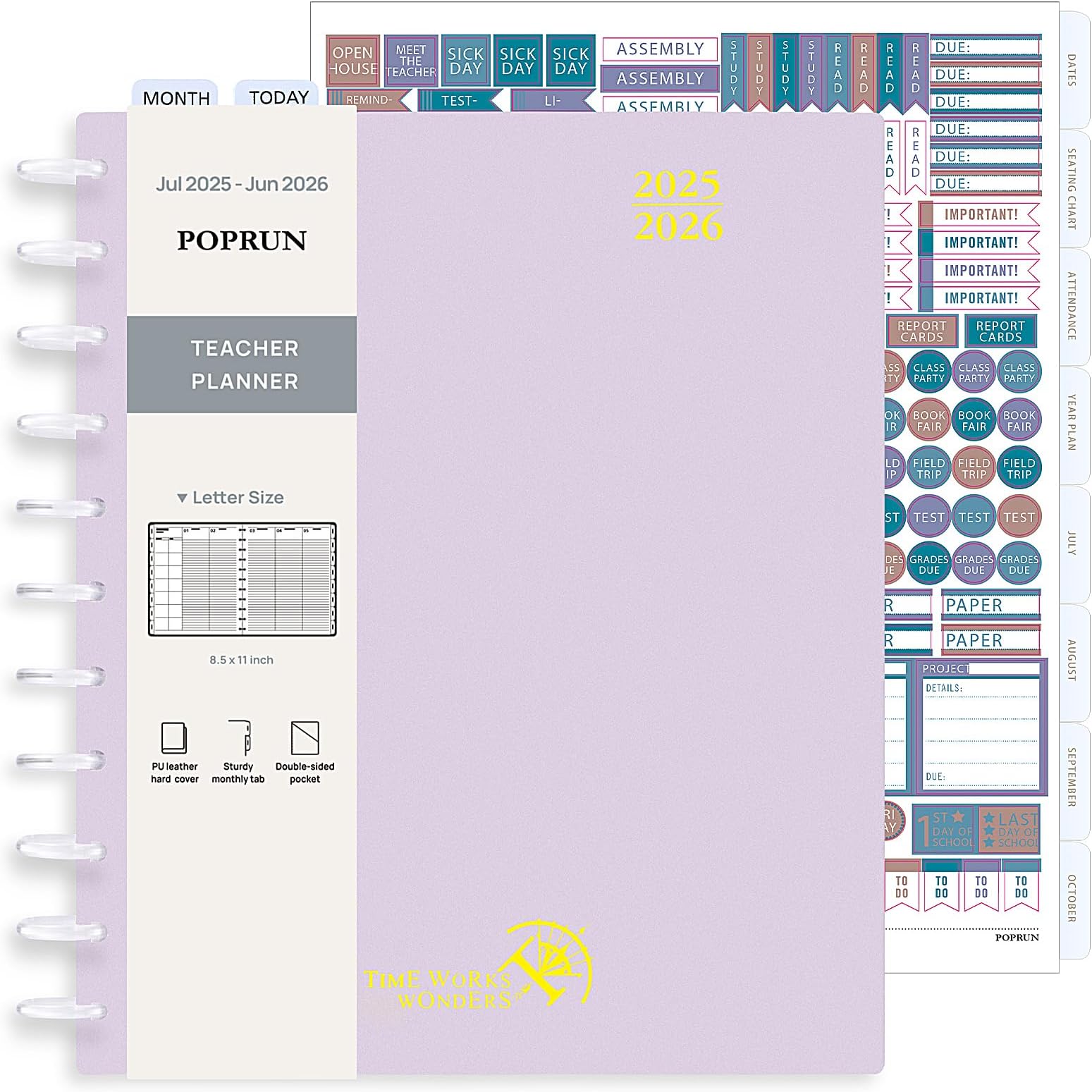 Tools4Wisdom Planner 2025-2026 - Hard Cover Monthly Weekly Daily Planner With Stickers & Tabs (Pastel Sunrise)