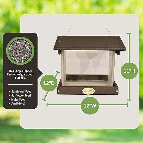 Miniatura 2 de DutchCrafters Comedero colgante grande de plástico para pájaros, comedero de pájaros con cubierta de polietileno para pájaros silvestres al aire