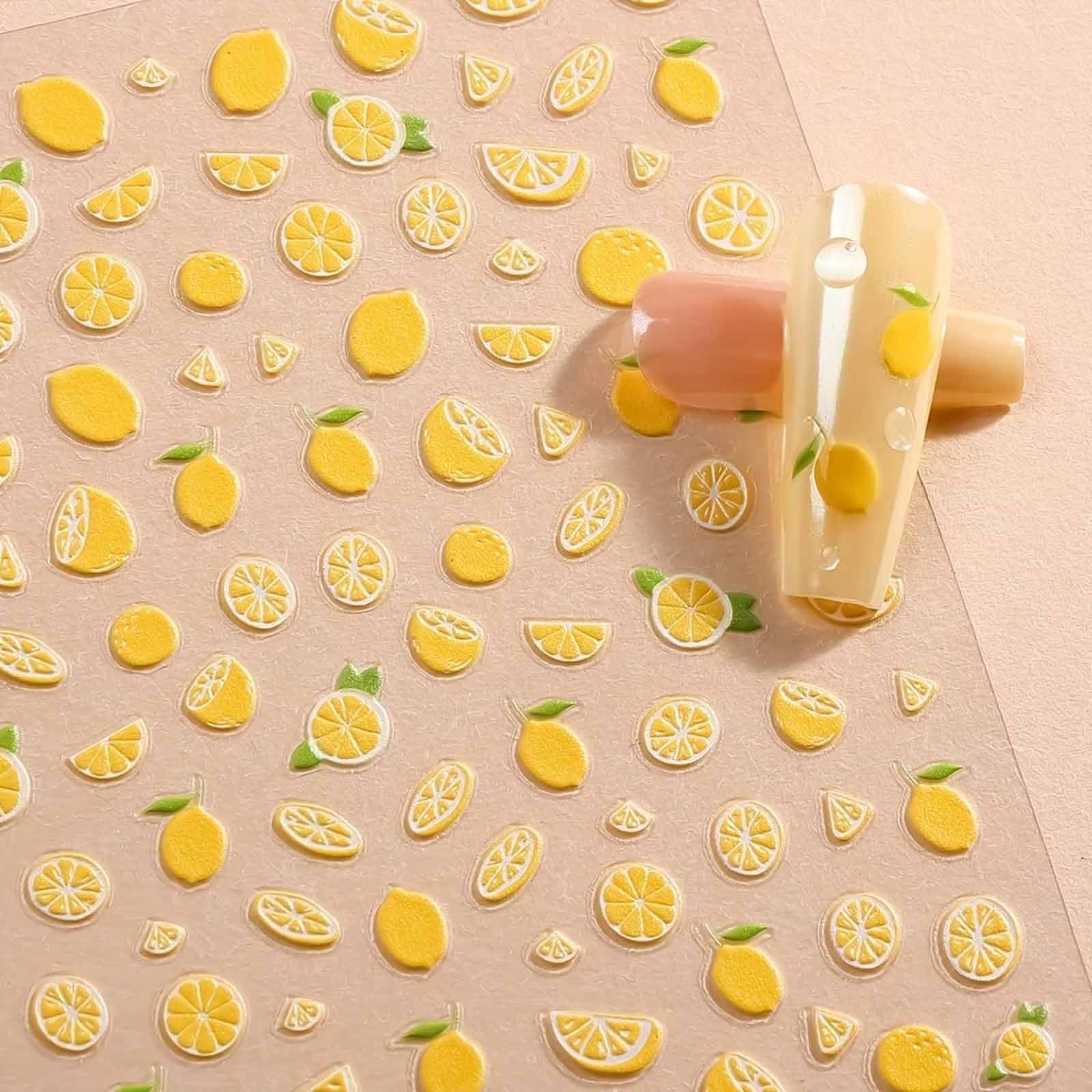 5D Lemon Manicure Decals, Fresh Fruit Pattern Decor, DIY Styling Ornaments for Summer & Professional Nail Design-image-43
