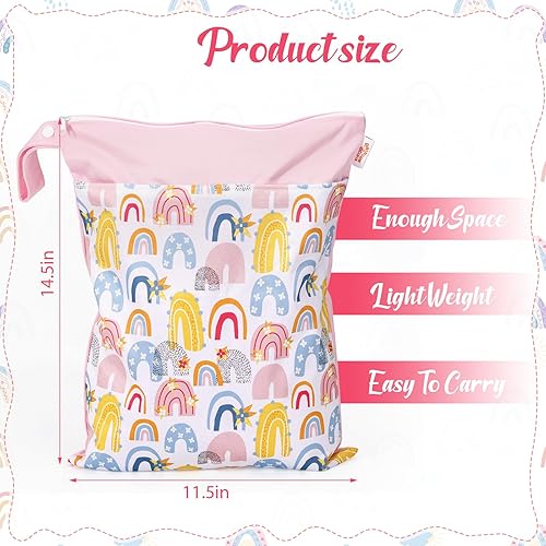 Miniatura 2 de Bolsa húmeda, bolsa húmeda y seca, bolsa húmeda para traje de baño, con dos bolsillos secos y húmedos, impermeable, reutilizable, arcoíris