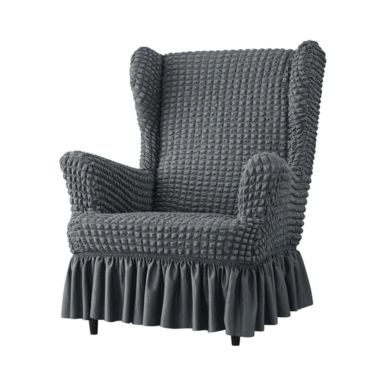 GCYEIDMA Wing Chair Slipcover Seersucker Wing Chair Cover Solid Color Armchair Slipcover Stretch Wingback Sofa Covers with Cushion Home Decor(A7 Wingchair Cover)