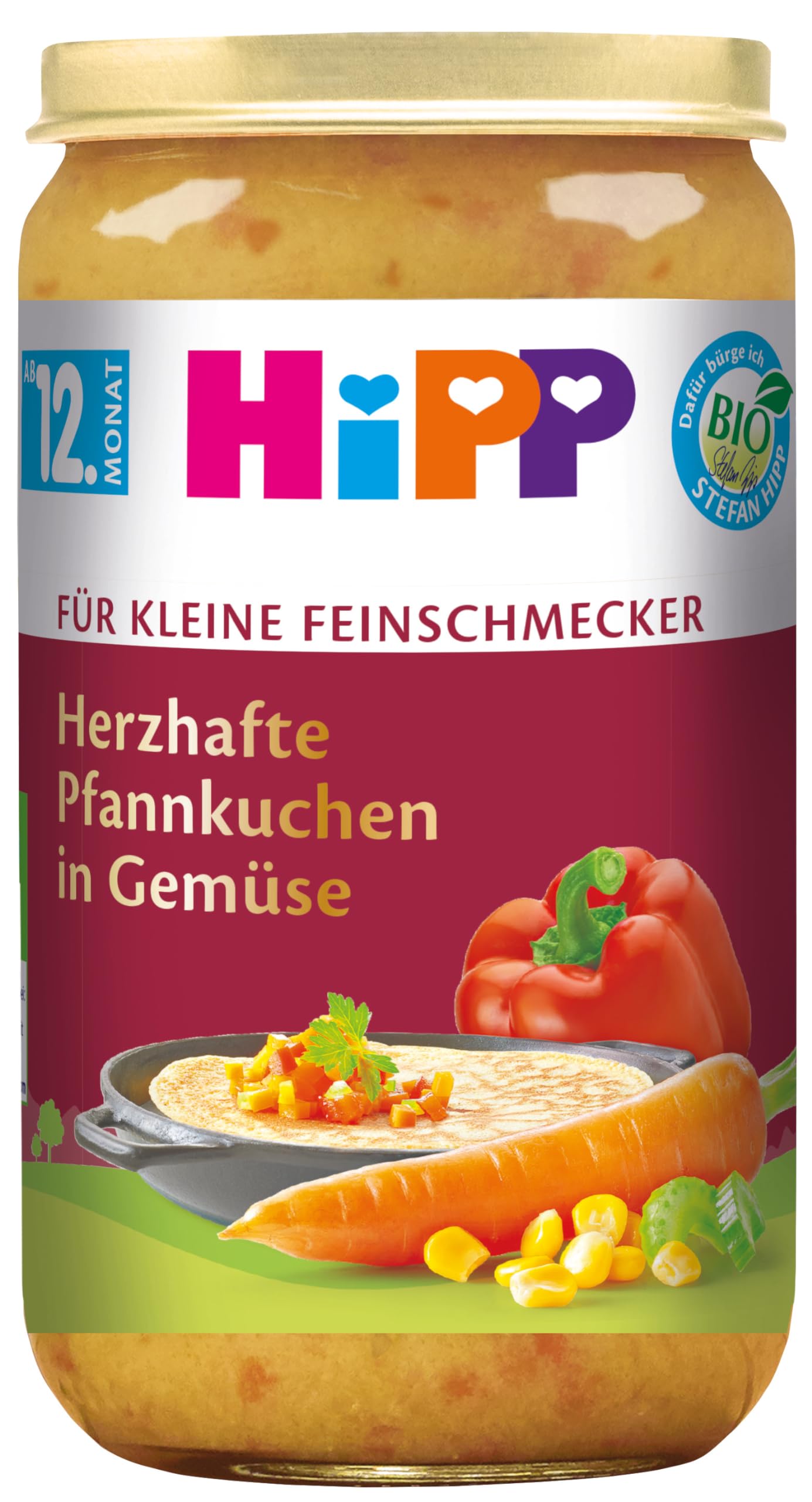 HiPP Bio Für kleine Feinschmecker Menüs Herzhafte Pfannkuchen in Gemüse, 6er Pack (6 x 250 g)