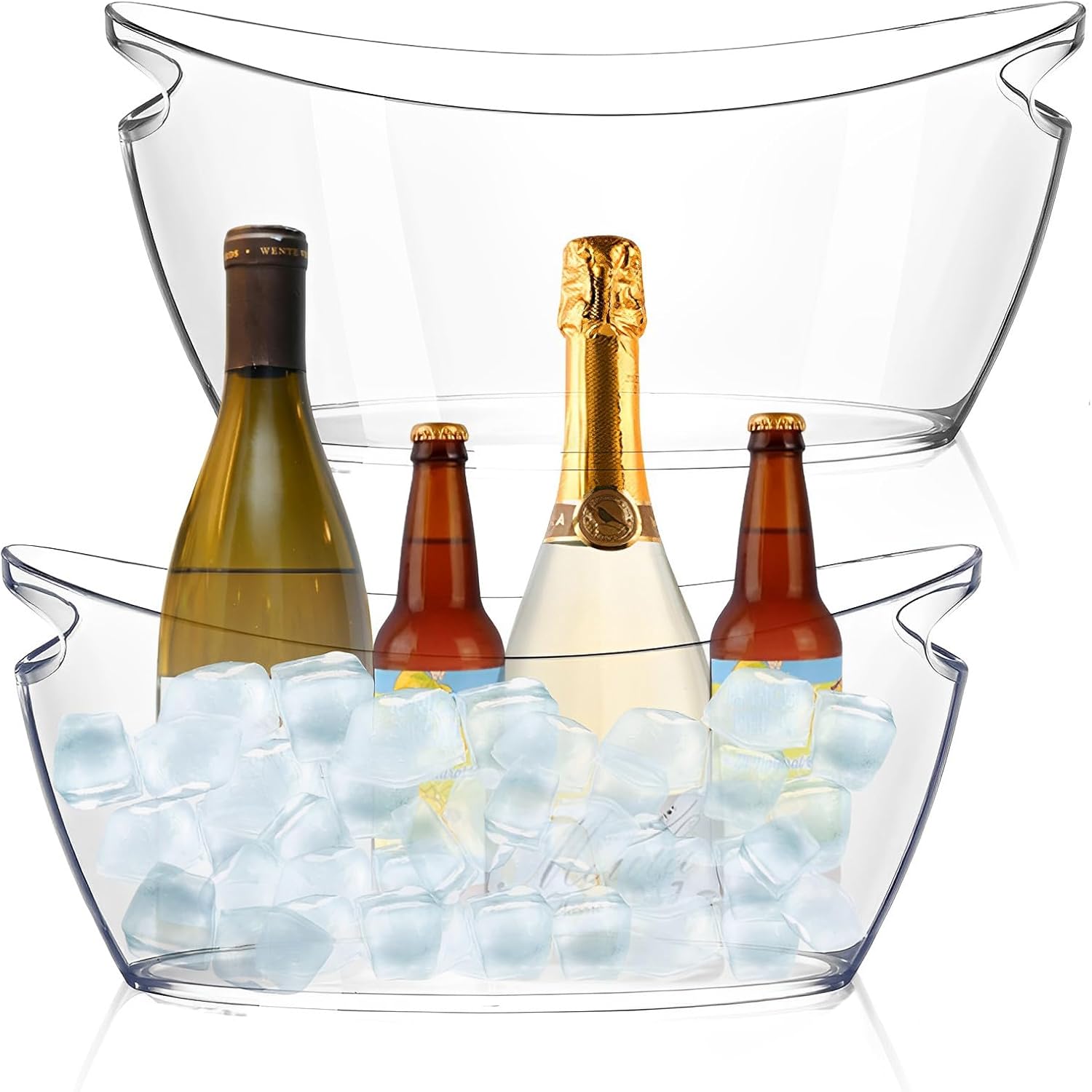 Cheardia 2 Pcs Ice Bucket, Acrylic Champagne Bucket 5.5L Beverage Tub for Parties, Long and Narrow Mimosa Bar Supplies, Cocktail Bar, Champagne, Beer, Wine, Clear
